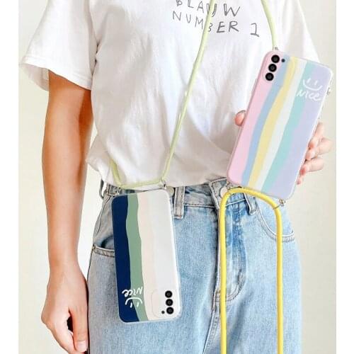 Luxury Lanyard Crossbody Phone Case for Xiaomi Redmi Note 10 K20 K30 K40 Pro Lens Protection Soft Cover for Redmi 5 6A 7 8A 9C