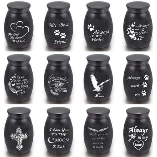 Black Alloy Pet Urns for Dog Cat Bird Mouse Cremation Ashes Urn Keepsake Casket Columbarium Pet Memorials Mini Size Pet Supplies