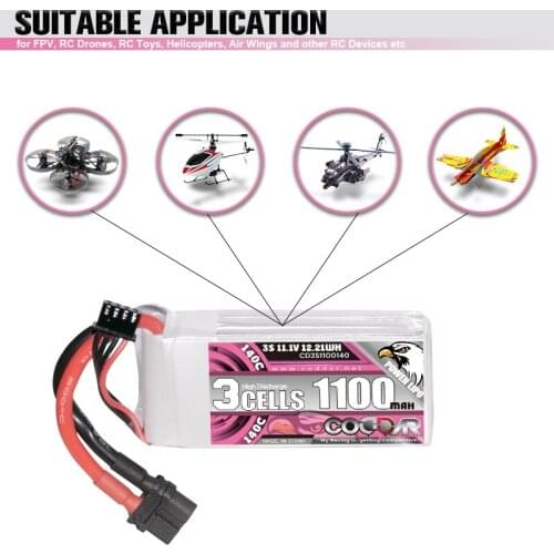 CODDAR 11.1V 3S Lipo Battery 1100mAh 140C Soft Pack with XT60 Plug For Betafpv Cux3 Uruav FPV Drone Racing Parts