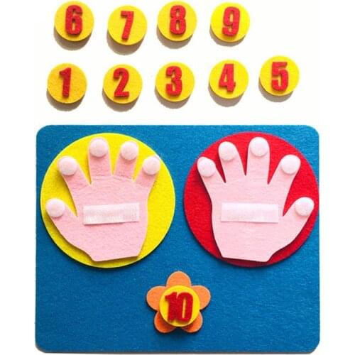 1Set Handmade Felt Finger Numbers Math Toy 25*20cm Children Counting Math Toy Teaching Aids DIY Weave Craft Montessori for kids