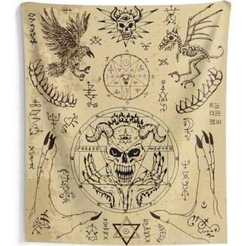 Demon Face Skull Mysterious Crow Tapestry Unique Home Design Decor