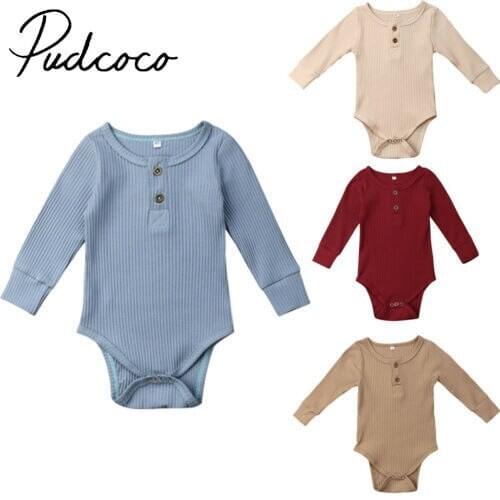 Autumn Newborn Baby Girls Boy Romper Grain Outfit Jumpsuit Undercoat Clothes Playsuit 4 Colors 0-24 Months
