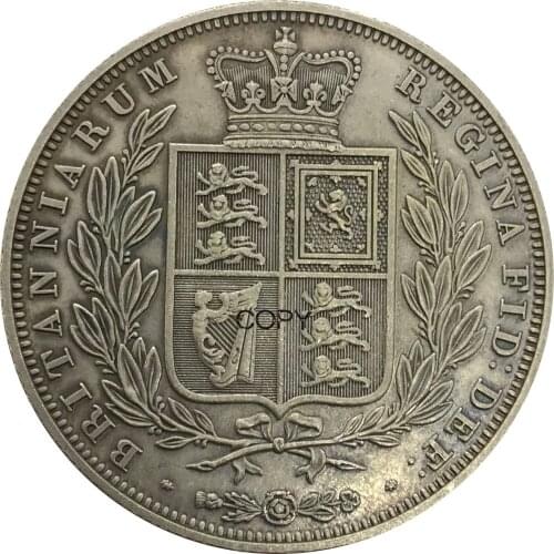 Great Britain 1/2 Crown Victoria 1840 Cupronickel Plated Silver Copy Coin