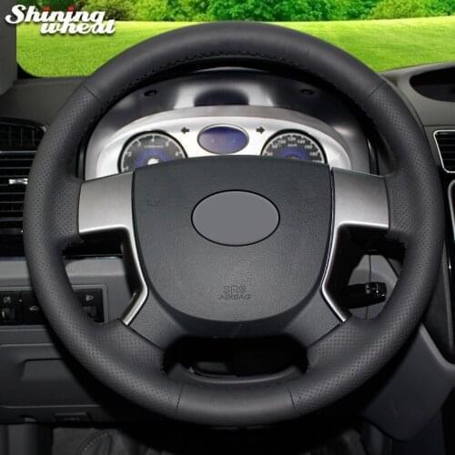 BANNIS Black Leather Car Steering Wheel Cover for Geely EMGRAND EC7 EC715 EC718
