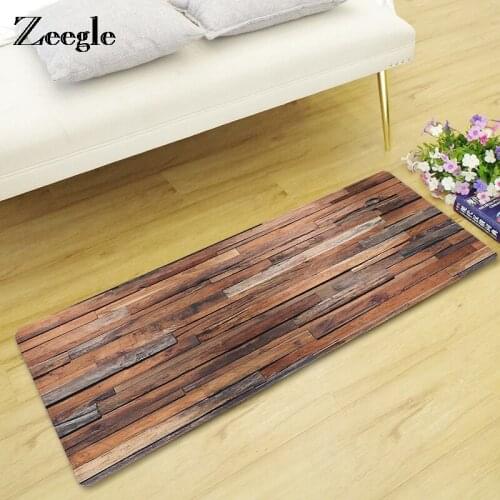 Zeegle Kitchen Carpet Floor Mats Wood Printed Bathroom Carpets Kid Bedroom Mat Tea Table Area Rug Anti-slip Kitchen Rug Foot Mat