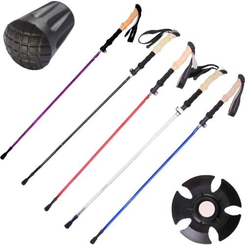 Lightweight Aluminum Alloy Folding Trekking Pole Hiking 5 Section Walking Stick Outdoor Sports Accessories