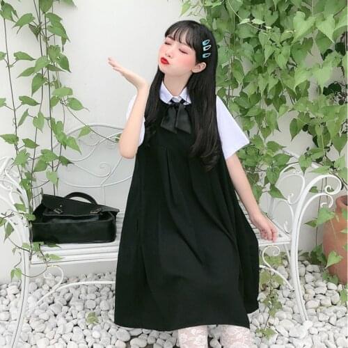 Sweet Cute College Wind Inner Shirt Pleated Suspender Dress school girl uniform jk uniform japanese uniformes estudiantes