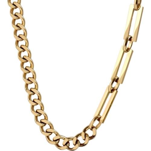 POTCET Korea 2021 Trendy Fashion Womens Stainless Steel Cuban Necklace Thick Chain Clavicle Chain Niche Free Shipping Jewelry