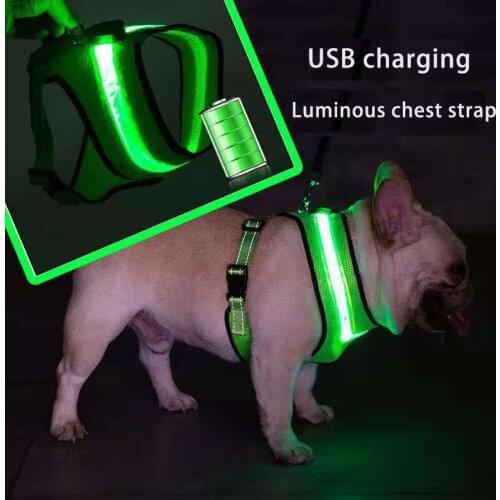 Luminous Dog Vest LED Pet Chest Strap USB Charging Peach Shaped Battery Box Polyester Pet Clothes