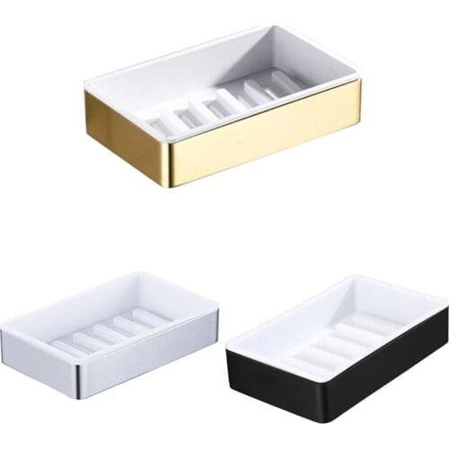 Black Gold Bathroom Shelves Soap Dish Box Holder Drain Basket Storage Rack Wall Mounted Toilet Kitchen Accessories No Drilling