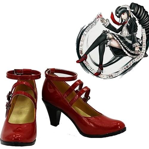 Game Danganronpa Celestia Ludenberg Cosplay Shoes Boots Red High Heel Custom Made