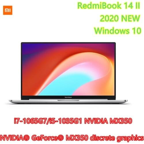 Original Xiaomi RedmiBook 14 Laptop II Intel Core i7-1065G7/i5-1035G1 NVIDIA MX350 8GB/16G DDR4 512GB SSD Notebook Windows 10 PC