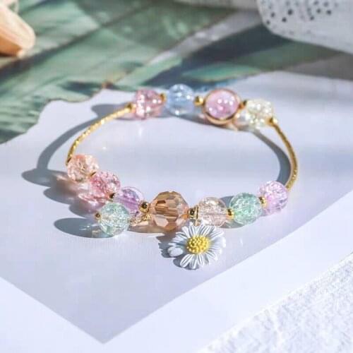 Girlfriend Charm Bead Daisy Bracelet New 2021 Colorful Summer Armband Chain Cute Bracelet Party Wedding Friendship Gift Jewelry