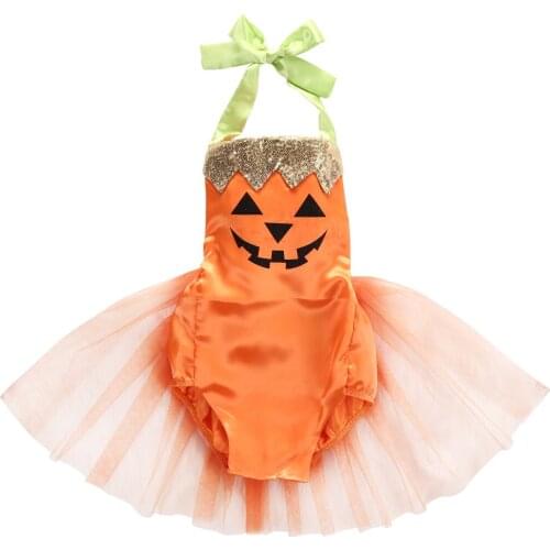 Dropshipping Halloween Baby Girl Clothes Party Costume Romper Ruffles Cute Fancy Tutu Sleeveless Baby Girls Outfit