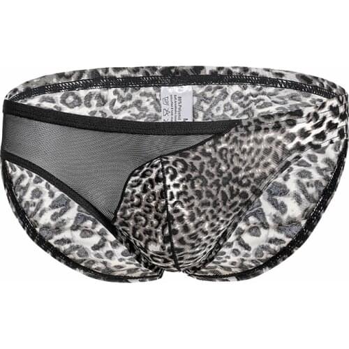 Sexy Low Rise Mens Briefs Soft Leopard Printed Underwear Mens Hot Hips Underpants Up Jockstrap Sexy Undies Men Cueca