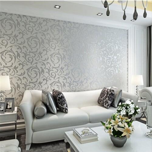 Grey 3D Victorian Damask Embossed Wallpaper Roll Home Decor Living Room Bedroom Wall Coverings Silver Floral Luxury Wall Paper