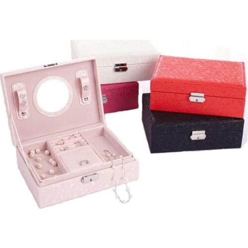 Jewelry box European style princess Korean hand jewelry jewelry storage box with lock simple earrings earrings jewelry box