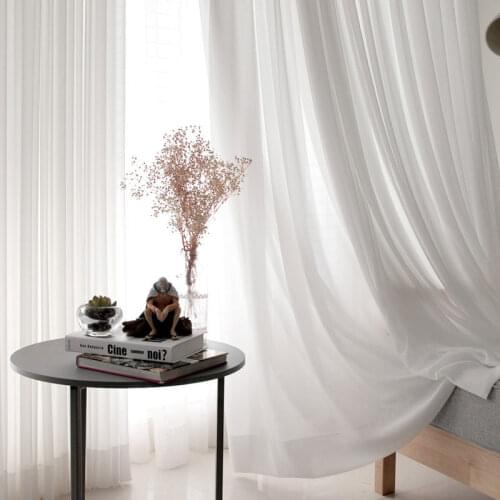 ENHAO Solid Tulle Window Curtains for Living Room Bedroom Curtains for Finished Sheer Voile Curtains for Window Screenining Door