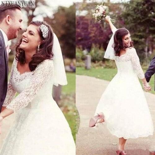 1920s Tea Length Country Wedding Dresses Vintage Short Garden Beach Bridal Gown Wedding Gown Vestido De Novia