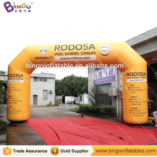 Customized 9X5X1.5 meters yellow inflatable arch PVC tarpaulin material inflatable archway with digital printing toys