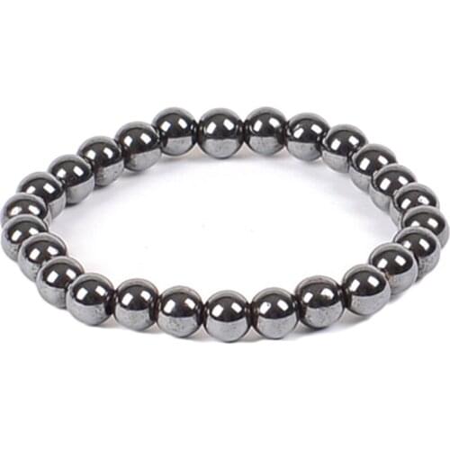 Women Black 8 Cool Magnetic Bracelet Beads Hematite Stone Therapy Health Care Magnet Hematite Beads Bracelet Mens Jewelry