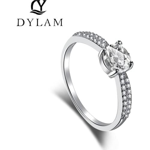 DYLAM 925 Sterling Silver Zircon Ring Round Simplicity Fashion Light luxury For Women Ring Classic Jewelry Gift for girlfriend