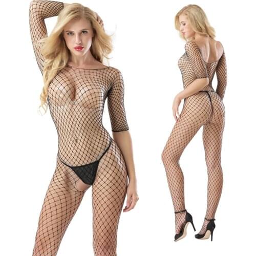 Womens Perspective Hollowed Lingerie, Sexy Fishing Net Full-length Bodysuit Underwear for Home/Hot Night