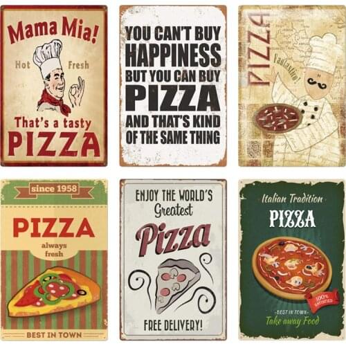 Pizza Zone Tin Sign Plaque Metal Vintage Metal Sign Wall Decor for Cafe Bistro Restaurant Pizza Zone Decorative Metal Plate