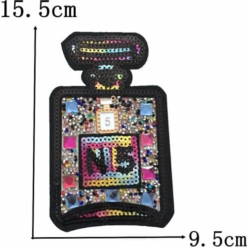 1 PC Rhinestines N 5 Perfume Bottle Embroidered and Iron on Patches