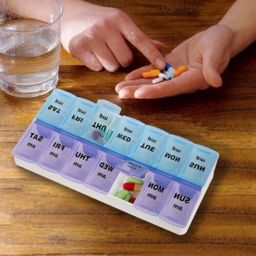 14 grid Pill box 7 day Pill case with clip lids Medicine Holder Organizer pill Container Tablet Jewelry Storage Box