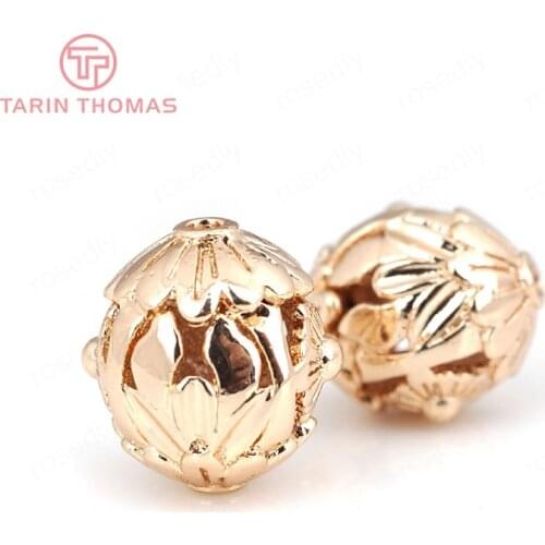 6PCS 24K Champagne Gold Color Plated Brass Flower Spacer Beads Bracelet Beads High Quality Diy Jewelry Accessories