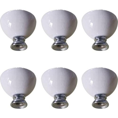 6pcs / 8pcs /10pcs Single Hole Ceramic Zinc Alloy Small Handle Door Knob Furniture Handle Drawer Cupboard Pull Handle - White