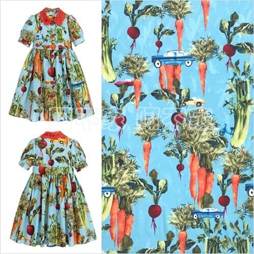 Telas por metros high 90% silk cotton fabric blue botton Vegetables flowers print silk fabric for dress cloth Crepe fabric tissu