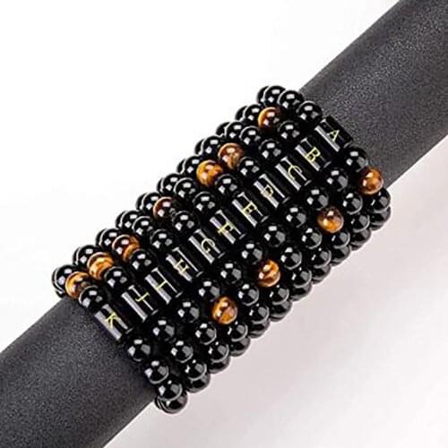 Black Stone DIY id 26 Letters Bracelet for Women Men couple Jewelry Name Friendship Lucky minimalist Bead Bracelet Kids Family