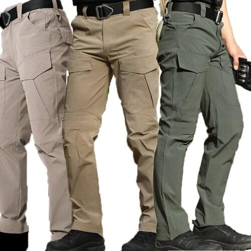 Mens Cargo Pants Thin Casual Multi Pockets Military Tactical Pants Men Outwear Army Straight slacks Quick Dry Long Trousers 4XL
