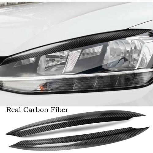 Real Carbon fiber Headlight Eyelids eyebrow Cover For Volkswagen VW Golf 7 Mk7 13-18
