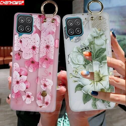 For Samsung Galaxy A12 A32 A42 A52 A72 Case Soft TPU Flowers Wristband Back Cover For Samsung A12 A32 A42 A52 A72 5G Phone Cases