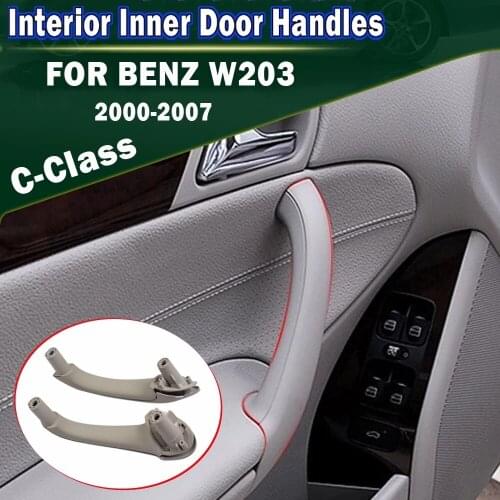 Black/Beige/Gray Car Front Inner Door Pull Handle Cover Trim Auto Interior Accessories For Mercedes Benz C Class W203 2000-2007