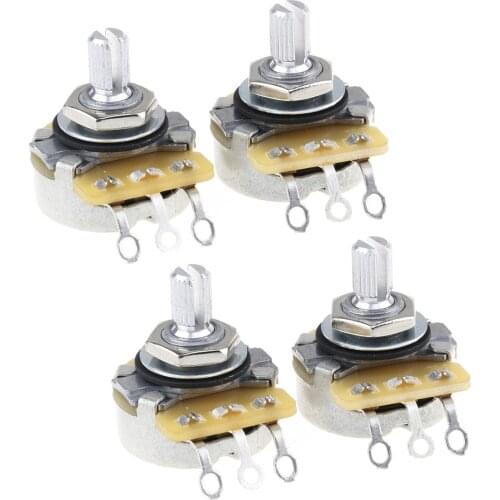 CTS 450 Series B500K Split Shaft Fine 24-Splines Linear Taper Potentiometer for Electric Guitar Bass, 10% Tolerance (Set of 4)