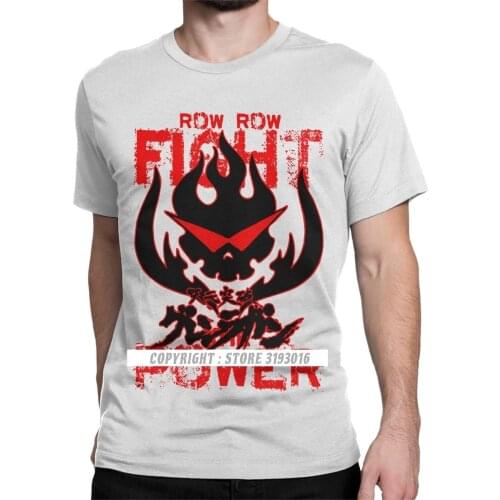Row Fight The Power T Shirt Men Tengen Toppa Gurren Lagann Premium Cotton Tee Shirt O Neck Loose Tshirt Fast Ship