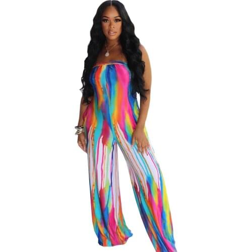 Beach Holiday Party And Club Loose One Piece Wide Leg Pants Trousers Casual Jumpsuits Women Rompers Elegant Streetwear