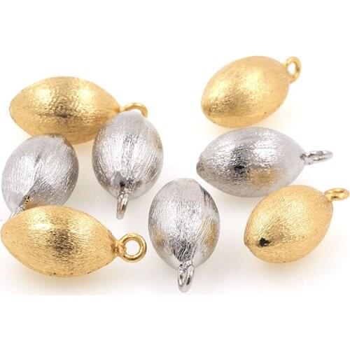 Olive Ball Pendant, Brass Gold Plated Oval Charm, DIY Jewelry Bracelet Necklace Making Supplies 20.5x10.4MM