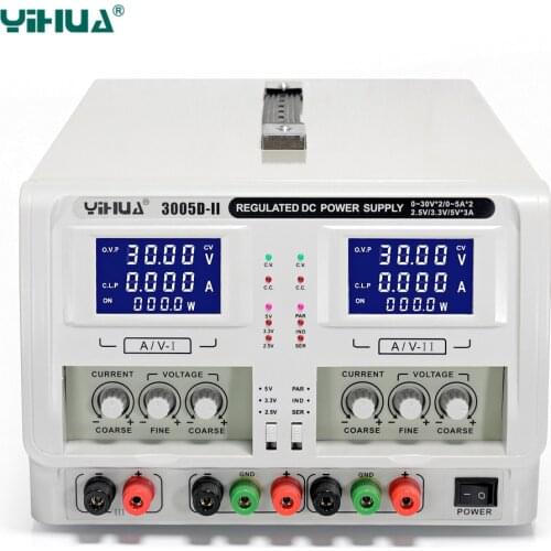 YIHUA 3005D-II Regulator Laboratory DC Power Supply Dual Channel Triple Output 30V 5A Voltage Regulators Power Supply Adjustable