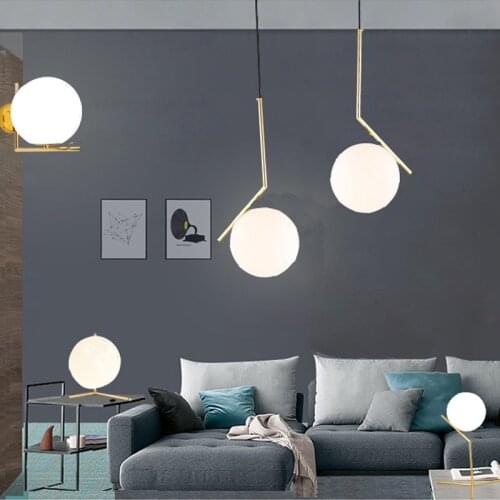 Glass Ball Chandelier with White Lamp Shades Chandelier lustre suspension Art Decor minimalist chandelier hanging lamp Fixtures