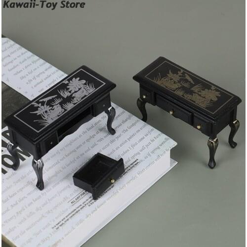 Miniature Doll House Furniture Vintage Wooden Table Desk Dollhouse Accessories