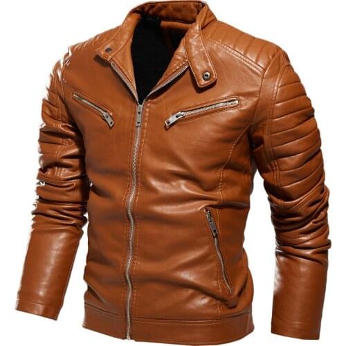 2021 new mens jacket leather clothes solid color mens PU leather jacket multicolor optional motorcycle clothes