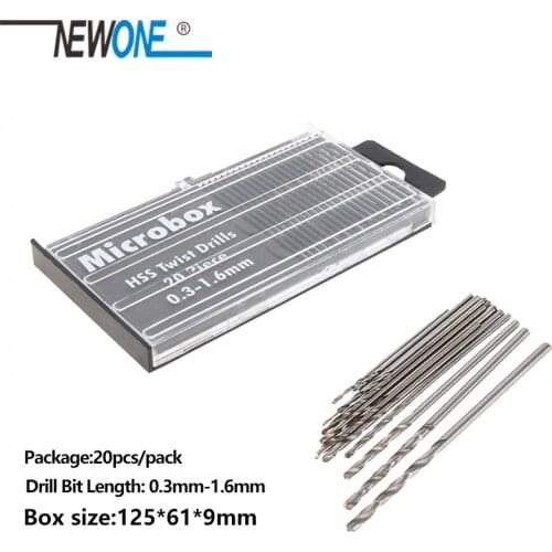 20pcs/set 0.3mm-1.6mm Mini High Speed Steel Twist Drill Bit Set Micro HSS drill bit set with Case