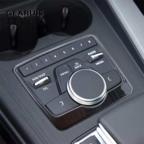 Car Gear Shift Control Panel Trim Stickers Multimedia Knob Buttons Covers Decals For Audi A4 B9 A5 Styling Interior Accessories