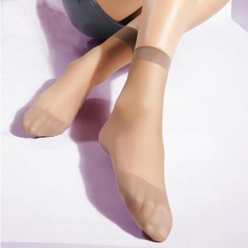 New Women Short Sock Ultra Thin Transparent Crystal Silk Calcetines Mujer Ankle Socks Anti-Off Wire Chaussettes Skarpety CI207