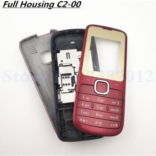 Original Full Phone Housing Cover Case with English Keypad For Nokia C2-00 C200